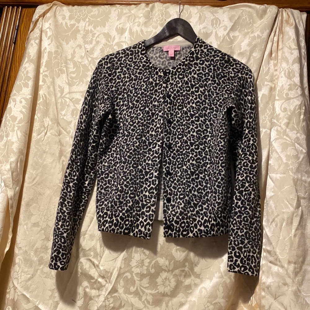 Black and. White knit.  Button. Up